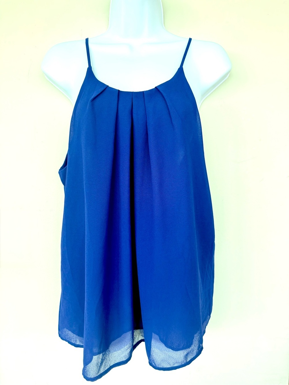 Women's Blue Pleated Spaghetti Strap Top